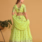Rajwada Green Georgette Embellished Semi Stitched Lehenga With Unstitched Blouse For Women