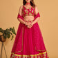 Rajwada Pink Georgette Embellished Semi Stitched Lehenga With Unstitched Blouse For Women