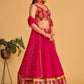 Rajwada Pink Georgette Embellished Semi Stitched Lehenga With Unstitched Blouse For Women