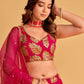 Rajwada Pink Georgette Embellished Semi Stitched Lehenga With Unstitched Blouse For Women
