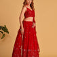 Rajwada Red Georgette Embellished Semi Stitched Lehenga With Unstitched Blouse For Women
