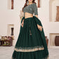 Rajwada Green Georgette Embellished Semi Stitched Lehenga With Unstitched Blouse For Women