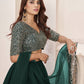 Rajwada Green Georgette Embellished Semi Stitched Lehenga With Unstitched Blouse For Women