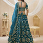 Rajwada Blue Art Silk Embroidered Semi Stitched Lehenga With Unstitched Blouse For Women