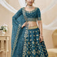 Rajwada Blue Art Silk Embroidered Semi Stitched Lehenga With Unstitched Blouse For Women