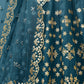 Rajwada Blue Art Silk Embroidered Semi Stitched Lehenga With Unstitched Blouse For Women
