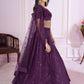 Rajwada Purple Georgette Embellished Semi Stitched Lehenga With Unstitched Blouse For Women