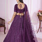 Rajwada Purple Georgette Embellished Semi Stitched Lehenga With Unstitched Blouse For Women