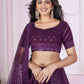 Rajwada Purple Georgette Embellished Semi Stitched Lehenga With Unstitched Blouse For Women