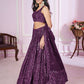 Rajwada Purple Georgette Embellished Semi Stitched Lehenga With Unstitched Blouse For Women