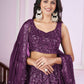 Rajwada Purple Georgette Embellished Semi Stitched Lehenga With Unstitched Blouse For Women