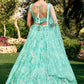 Rajwada Light Blue Soft Net Embellished Semi Stitched Lehenga With Unstitched Blouse For Women