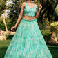 Rajwada Light Blue Soft Net Embellished Semi Stitched Lehenga With Unstitched Blouse For Women