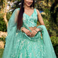 Rajwada Light Blue Soft Net Embellished Semi Stitched Lehenga With Unstitched Blouse For Women