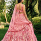 Rajwada Pink Soft Net Embellished Semi Stitched Lehenga With Unstitched Blouse For Women