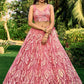 Rajwada Pink Soft Net Embellished Semi Stitched Lehenga With Unstitched Blouse For Women