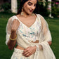 Rajwada Off White Blue Soft Net Embellished Semi Stitched Lehenga With Unstitched Blouse For Women