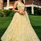 Rajwada Light Yellow Soft Net Embellished Semi Stitched Lehenga With Unstitched Blouse For Women