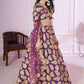 Rajwada Purple Georgette Embellished Semi Stitched Lehenga With Unstitched Blouse For Women