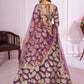 Rajwada Purple Georgette Embellished Semi Stitched Lehenga With Unstitched Blouse For Women