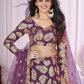 Rajwada Purple Georgette Embellished Semi Stitched Lehenga With Unstitched Blouse For Women
