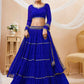 Rajwada Blue Georgette Printed Semi Stitched Lehenga With Unstitched Blouse For Women