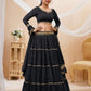Rajwada Black Georgette Printed Semi Stitched Lehenga With Unstitched Blouse For Women