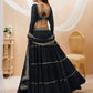 Rajwada Black Georgette Printed Semi Stitched Lehenga With Unstitched Blouse For Women