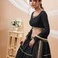 Rajwada Black Georgette Printed Semi Stitched Lehenga With Unstitched Blouse For Women