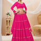 Rajwada Pink Georgette Printed Semi Stitched Lehenga With Unstitched Blouse For Women