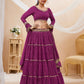 Rajwada Wine Georgette Printed Semi Stitched Lehenga With Unstitched Blouse For Women