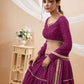 Rajwada Wine Georgette Printed Semi Stitched Lehenga With Unstitched Blouse For Women