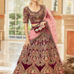 Rajwada Maroon Velvet Embroidered Semi Stitched Lehenga With Unstitched Blouse For Women