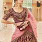 Rajwada Maroon Velvet Embroidered Semi Stitched Lehenga With Unstitched Blouse For Women