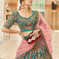 Rajwada Teal Velvet Embroidered Semi Stitched Lehenga With Unstitched Blouse For Women