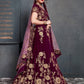 Rajwada Purple Velvet Embroidered Semi Stitched Lehenga With Blouse For Women