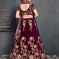 Rajwada Purple Velvet Embroidered Semi Stitched Lehenga With Blouse For Women