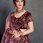 Rajwada Purple Velvet Embroidered Semi Stitched Lehenga With Blouse For Women