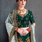 Rajwada Green Satin Silk Embroidered Semi Stitched Lehenga With Blouse For Women