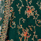 Rajwada Green Satin Silk Embroidered Semi Stitched Lehenga With Blouse For Women