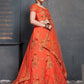 Rajwada Orange Silk Blend Embroidered Semi Stitched Lehenga With Blouse For Women