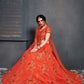 Rajwada Orange Silk Blend Embroidered Semi Stitched Lehenga With Blouse For Women