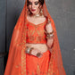 Rajwada Orange Silk Blend Embroidered Semi Stitched Lehenga With Blouse For Women