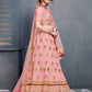 Rajwada Pink Silk Blend Embroidered Semi Stitched Lehenga With Blouse For Women