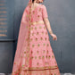 Rajwada Pink Silk Blend Embroidered Semi Stitched Lehenga With Blouse For Women