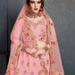 Rajwada Pink Silk Blend Embroidered Semi Stitched Lehenga With Blouse For Women