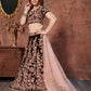 Rajwada Maroon Velvet Embroidered Semi Stitched Lehenga With Blouse For Women