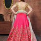 Rajwada Pink Silk Blend Embroidered Semi Stitched Lehenga With Blouse For Women