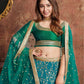 Rajwada Blue Art Silk Embroidered Semi Stitched Lehenga With Blouse For Women