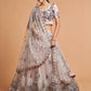 Rajwada Grey And Peach Soft Net Embroidered Semi Stitched Lehenga With Blouse For Women